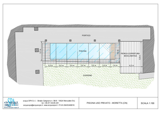 piscina interrata isoblok, forma classica, copertura scorrevole, costruzione Acqua SPA a Moretta