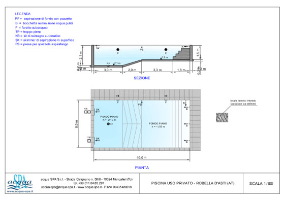 piscina interrata isoblok, forma classica, scala tropezienne, progetto e costruzione Acqua SPA, in Robella d'Asti