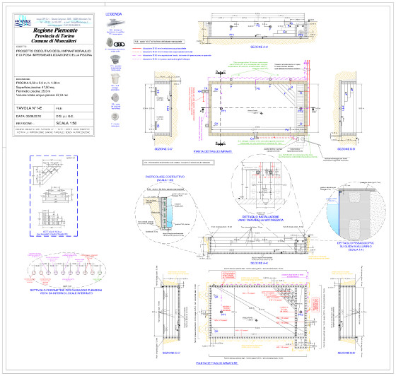 progetto esecutivo di piscina interrata isoblok, forma classica e copertura estiva a tapparella sommersa. Locale tecnico costruito in opera. Progetto e costruzione Acqua SPA, in Moncalieri