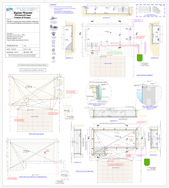 progetto esecutivo per piscina interrata, costruzione in casseri isoblok. Modello piscina Roma, con locale tencico prefabbricato. Realizzata in Fossano, progetto e costruzione Acqua SPA