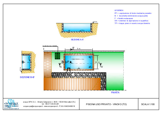 Piscina interrata isoblok, forma classica, fondo piano, scaletta inox. Progetto Acqua SPA realizzata da Acqua SPA in Piemonte